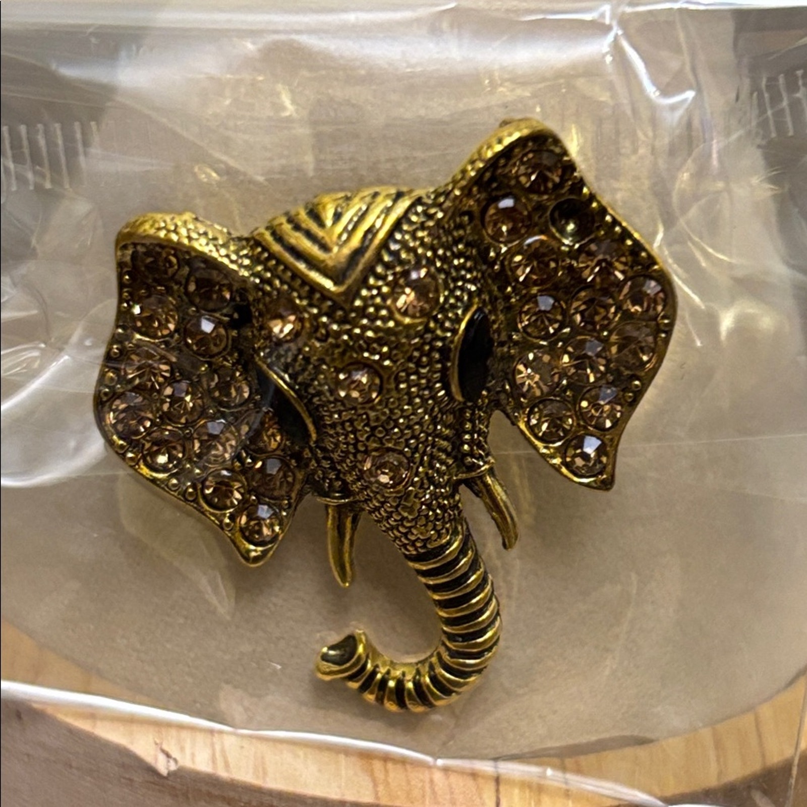 Gold Tone Elephant Decorative Brooch Pin